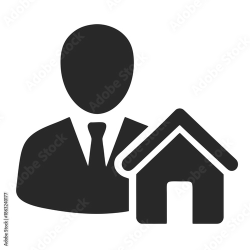 Real Estate Agent With House Icon
