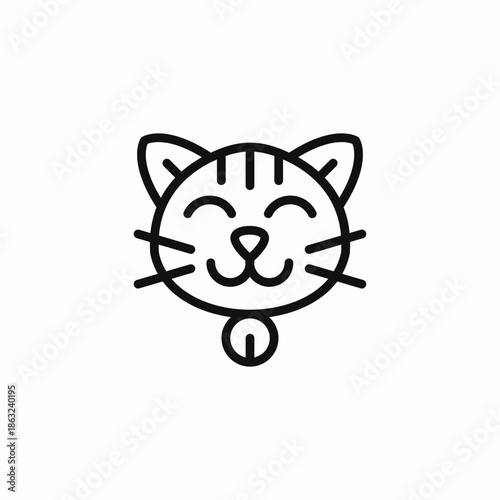 smiling striped cat icon sign vector