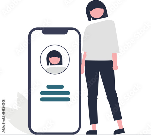 A minimalist vector illustration depicts a person s profile with interconnected lines representing digital connections and modern social networking