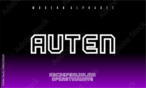 Modern alphabet font Auten with white block letters 