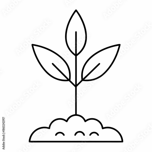 leaf sprout icon outline vector illustration