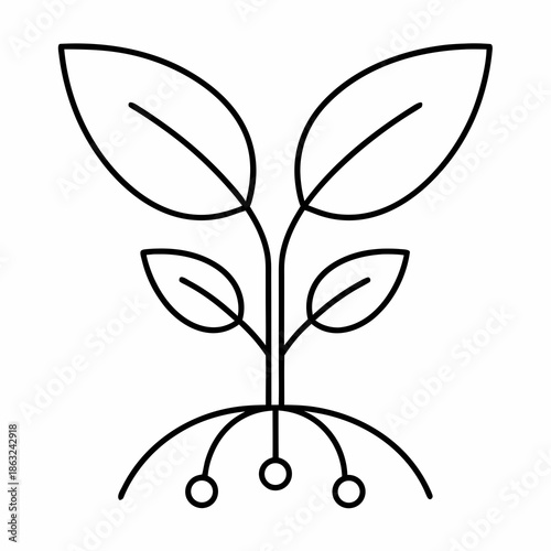 leaf sprout icon outline vector illustration