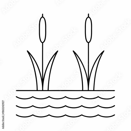 lake surface icon outline vector illustration