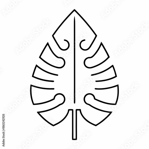 jungle leaf icon outline vector illustration