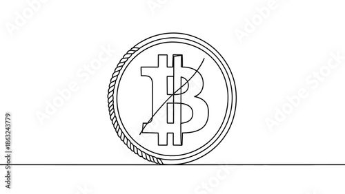 Simple line drawing of a bitcoin with the recognizable b symbol