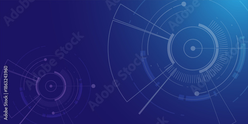 Futuristic HUD Interface Background with Blue Gradient Technology Circles