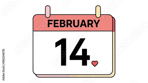 February 14 Calendar: An illustrated calendar displaying February 14, the day of love, with a small heart as a subtle symbol of affection.