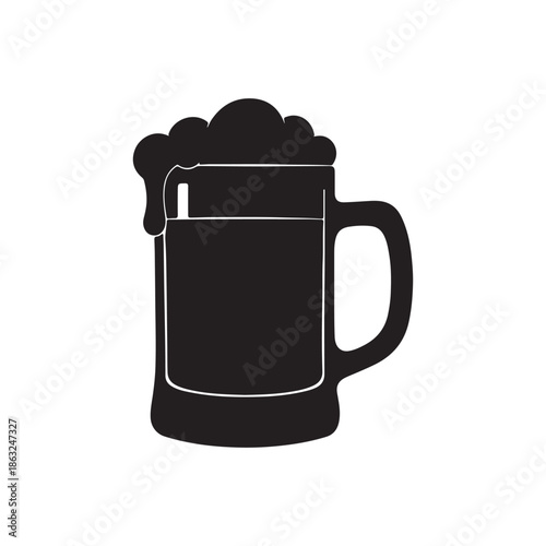 Cartoon Beer mug silhouette icon vector illustration