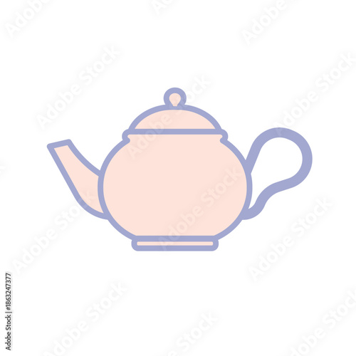 パステルカラーのティーポットアイコン　シンプルなお茶ポットのイラスト