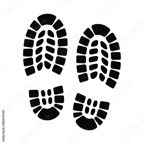 footprint tread marks shoes tracks and outdoor adventure, a premium ranked illustration set of shoe and boot prints, perfect for outdoor activity branding, trail maps, and adventure-themed graphics.