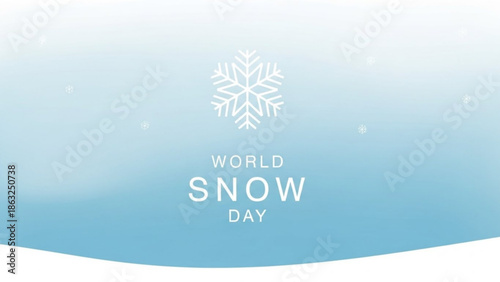 World snow day celebration with snowflake on blue background with winter and frosty