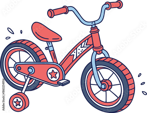 red bicycle on white background