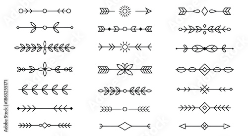 set of decorative hand drawn dividers and page separators in elegant minimalistic styles, a premium ranked vector set featuring simple yet refined ornamental elements for digital and print design, 
