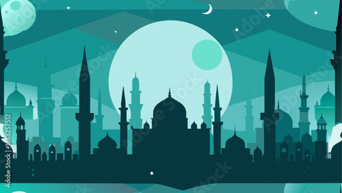 Islamic Ramadan Concept Ramadan Night Scene  Traditional Ramadan Design Crescent Moon Ramadan Ramadan background keywords AI image generation prompt