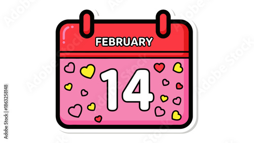Valentine's Day Calendar: A charming illustration captures the essence of love with a calendar highlighting February 14th, adorned with hearts. The image evokes feelings of affection, romance.