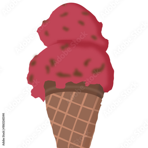 Sweet and delicious pink ice cream vector illustration