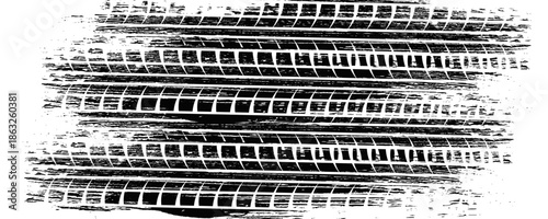 Black tire marks on road, Black rubber tire marks and tread marks, Tire trace track wheels texture and background, Auto tire tread grunge,