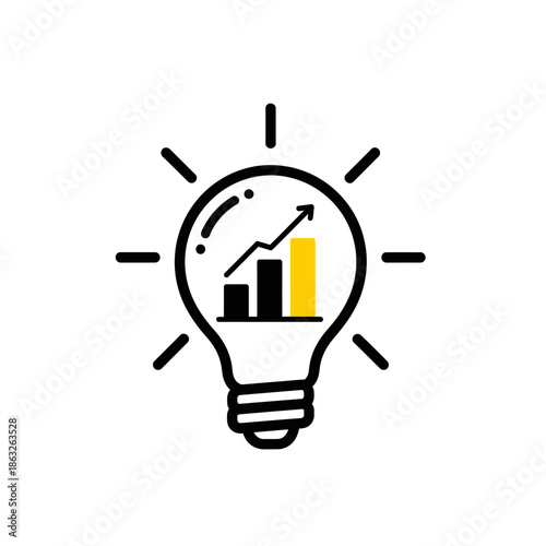Light Bulb with Business Growth Chart.
