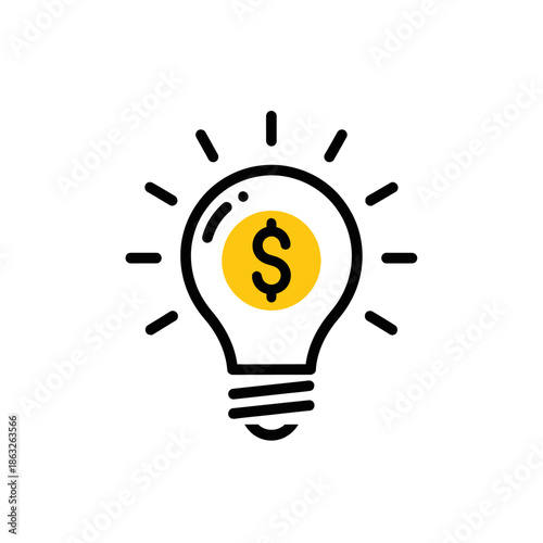 Light Bulb with Dollar Sign Inside.