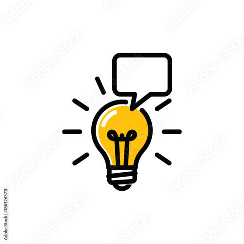 Light Bulb with Speech Bubble Idea.