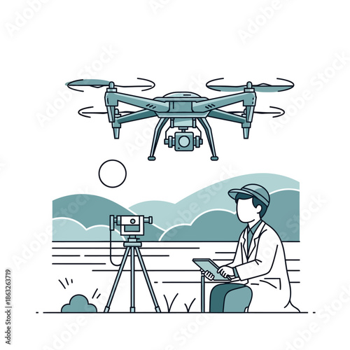 Man operating drone remote control.