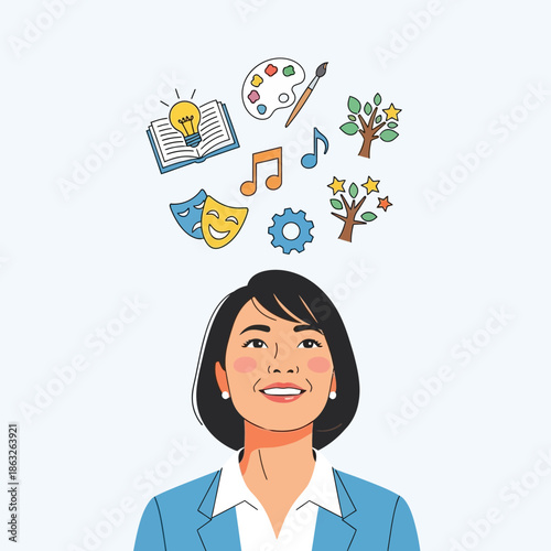 Woman with creative ideas and inspiration.