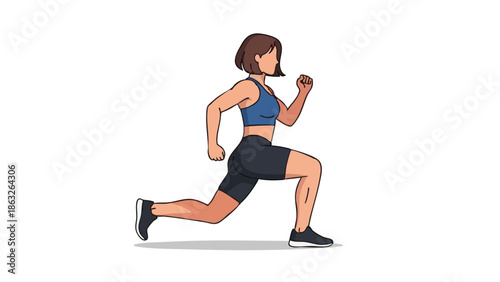 Woman performing jumping lunges in athletic wear engaging in fitness  