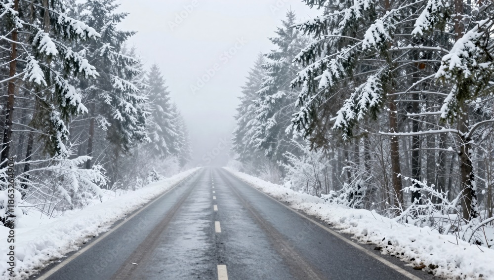 Obraz premium snow covered road