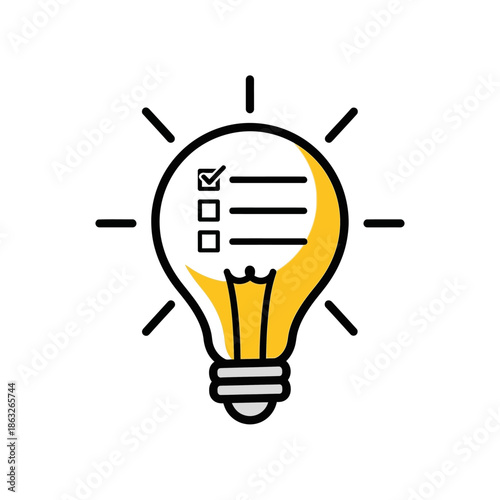 Light Bulb With Checklist Inside.
