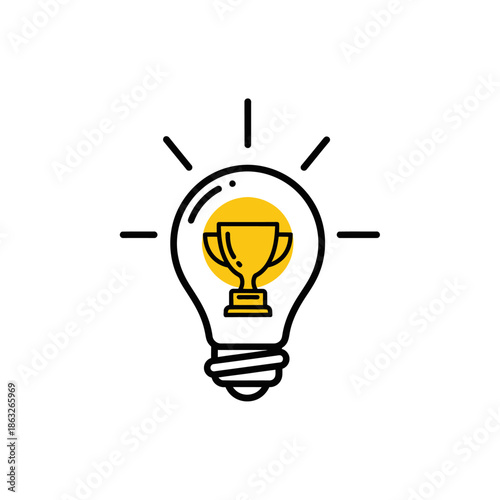 Trophy in Light Bulb Illustration Design.
