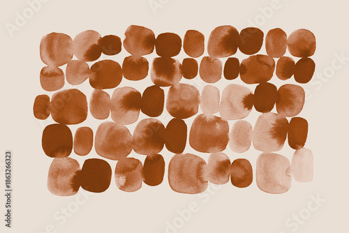 Modern Abstract Watercolor Painting, Oval Shapes, Contemporary Art