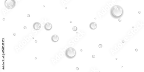 Transparent Water Drops on Isolated Transparent Background with Realistic Liquid Water Droplets Top View Condensation Effect Fresh Cool Wet Spray Bubble Splash Surface Pattern