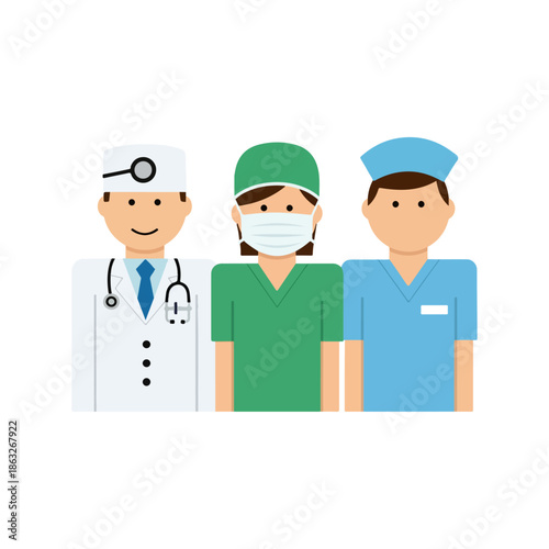 Medical Professionals in Uniform Standing Together.