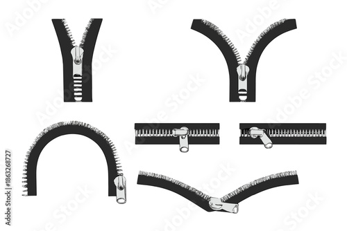 Zipper Variations on a Dark Background