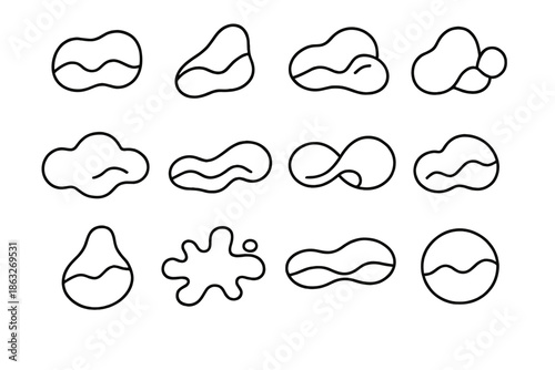 Abstract Organic Shapes with Wavy Lines