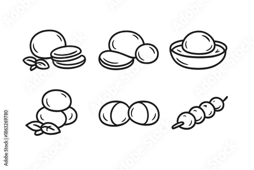 Set of Line Icons Representing Food Items