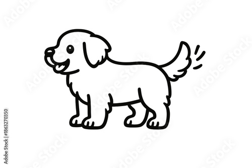Happy cartoon dog with tail wagging