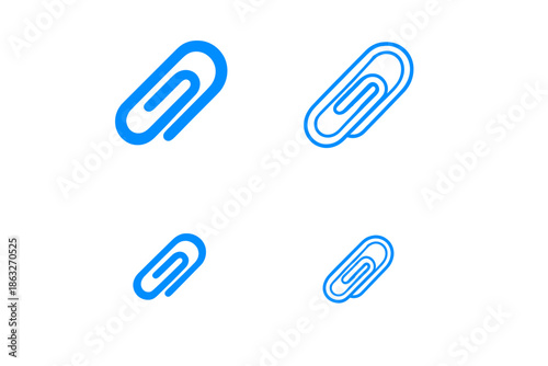 Four glowing blue paperclip icons on a dark background