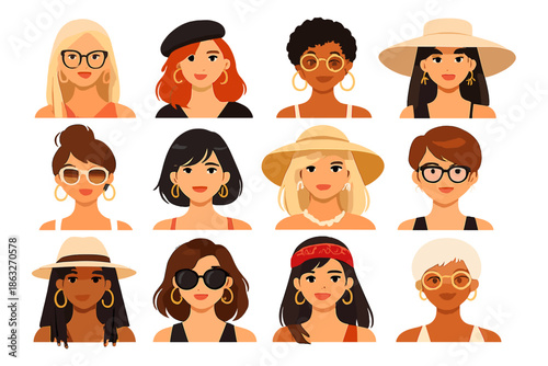 Diverse group of women portraits with summer fashion