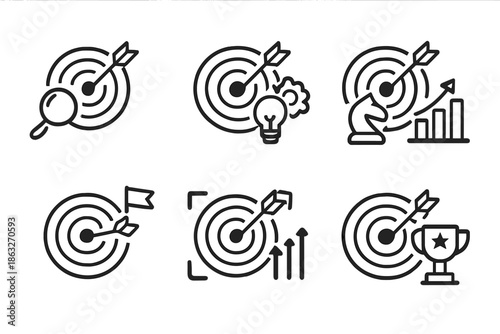 Set of business goals and achievements icons