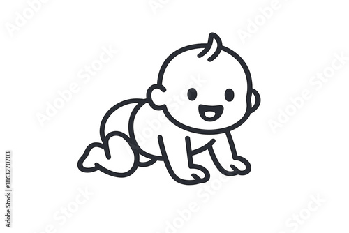 Cute baby outline on gray background