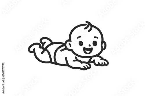 Happy baby lying down icon