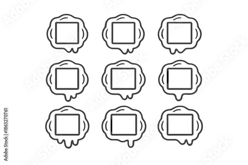 Nine Empty Square Frames with Dripping Borders