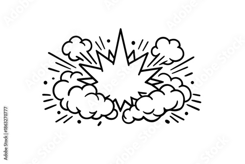 Black explosion comic book graphic on grey background