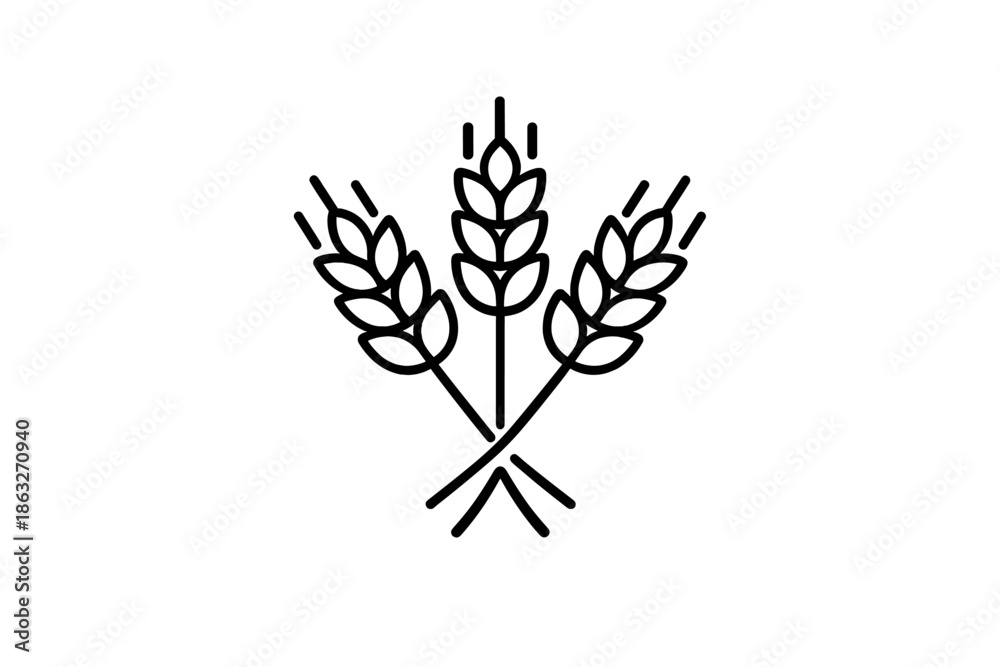 Obraz premium Three stalks of wheat icon