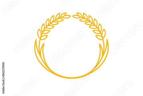 Golden wreath made of wheat ears forming a circle