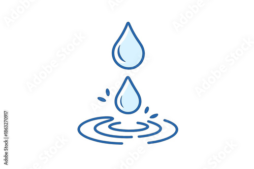 Water droplets falling into ripples