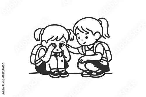 Kindness between children, one comforts another