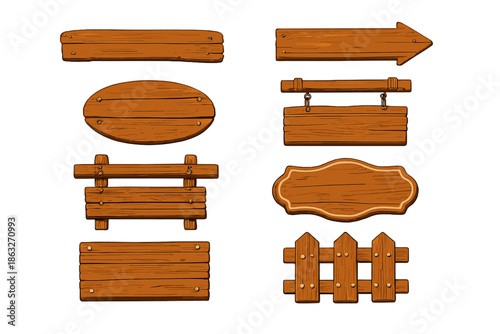 Collection of wooden signs and fences