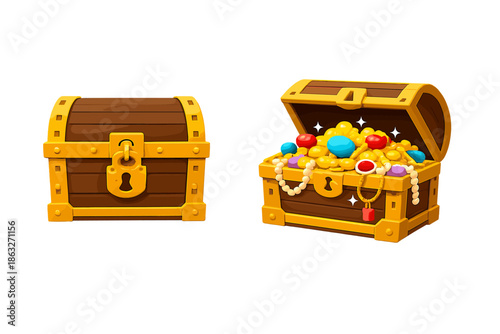 Treasure Chest with Gold and Jewels